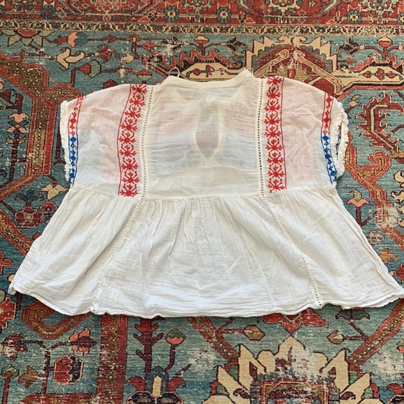 Zara embroidered peasant top blouse boho XS 0 2 EUC - Picture 4 of 5